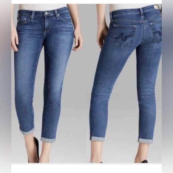 Ag Adriano Goldschmied Denim - ADRIANO GOLDSCMEIED Stilt Roll-Up Cigarette Distressed Classic Wash Jeans SZ 29R